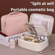 Large-Capacity Travel Toiletry Bag With Dry And Wet Compartments And Double Inner Layers - A Lightweight Cosmetic Storage Bag With A Hook Design, Black Zipper Closure And Fixed Shoulder Strap. Suitable For Travel, Commuting, And Daily Use, This Simple Style Lightweight Backpack Is Perfect For Fitness Enthusiasts And Frequent Travelers. High-Quality Fabric - trắng - Xem 4