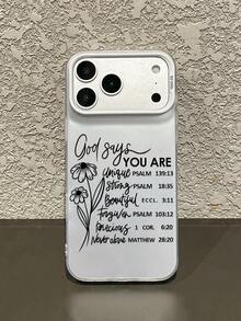 基督教信仰圣经经文图案PC硬底透明软边高端耐用全包硬壳手机壳，带摄像头镜头保护设计，励志花卉图案时尚手机壳，兼容 Galaxy - 銀色 - 查看 4