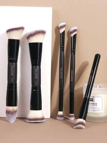 MAANGE 5件套专业化妆刷套装，柔软纤维材质，便携设计，包含粉底刷、眼影刷、细节刷、眼线刷、眉刷，旅行必备，是送给女性和女孩的绝佳礼物。化妆刷套装，化妆刷工具包，全套化妆刷，化妆套装，化妆刷套装，全套化妆工具，化妆刷套装，化妆刷礼盒套装 - 黑色 - 查看 1