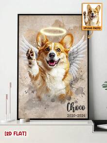 Catygift Customized Pet Memorial Canvas Angel Design, Personalized Pet Passing Gift, Upload Photo & Customize Name & Year, Cat/Dog Memorial Gift For Pet Owners - As Shown - View 5