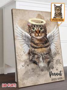 Catygift Customized Pet Memorial Canvas Angel Design, Personalized Pet Passing Gift, Upload Photo & Customize Name & Year, Cat/Dog Memorial Gift For Pet Owners - As Shown - View 4