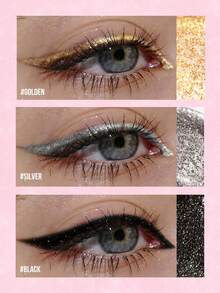 MISSLYN-MY Shimmering Secret Liquid Eyeliner Set, 3pcs Liquid Glitter Eyeshadow & Eyeliner Pen, Shimmery Lower Lash Eyeshadow, Glittery Eye Makeup, Gift Box Set, Quick Drying & Vibrant Color, Comes With Crystal Makeup Loose Powder & Glitter Glue - #Set1 - View 5