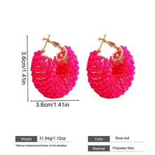 Bohemian Beaded Hoop Earrings, Handmade Crystal Chunky Hoop Earrings, Spring Vacation Boho Statement Jewelry For Beach & Summer Daily Wear - Multicolor - View 17