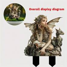 装饰艺术仙女花园 - 白色独角兽和精灵雕像，塑料户外花盆装饰，波西米亚风格花园装饰，感恩节主题，落地式，无需电源或电池 - A - 查看 6