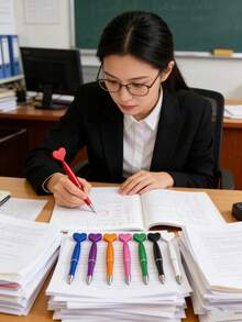 1/5/10支装可爱心形圆珠笔，黑色，书写流畅，儿童/学生/办公适用，时尚 - 愛心款 - 查看 7