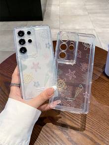 1个时尚创意彩色线条、贝壳、海星、海龟图案透明气囊TPU材质防震手机壳，适合作为节日礼物，兼容三星Galaxy S22/23/24/25/A05/A05S/A53/A54/A55等型号 - 彩色 - 查看 4