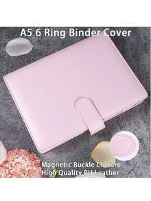 A5 K-Pop Star Photo Card Album, Includes 25pcs 4-Slot Card Pages, 6-Ring A5 Photo Album Collector's Book, Can Hold 200 Cards, PU Leather Cover With Magnetic Clasp - Solid Color - View 3