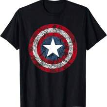 Graphic Tee Men MINISOXMarvel Avengers Shield Comic T-Shirt  Gras Valentine's Day Gifts For Men Funny T Shirt - 黑色 - 查看 1