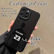 1pc Customizable Phone Case With Personal Name, Football Graphic, Compatible With Apple 17 Pro Max, S24 FE/S25 Ultra, 16/15/14 Plus/13 Pro/12 Pro Max/11/7P/XS/XR, TPU Soft Shell, Anti-Scratch, Anti-Fingerprint, Suitable For Individual, Partner, Family, Friend, Couple, Sibling, Birthday, Anniversary Gift - Black - View 1