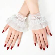 1 Pair Fashion Double-Layer Ruffle Mesh Sleeve Cuffs, Lace Tie Cuff, Lolita Style Sleeve Cuff, Sun Protection Tattoo Cover Arm Sleeves For Women - Multicolor - View 1