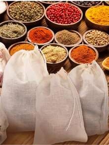 5/3个棉纱过滤袋，专为一次性过滤而设计，非常适合分离腌料调味料和残渣，采用抽绳封口设计，也可作为茶包使用。 - 彩色 - 查看 5