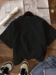 Summer Tops,Disneyland Graphic Tee, Perfect For Cute Girls. Teen Girl Gift,Comfortable And Breathable Children's Short-Sleeved T-Shirt. 180g Pure Cotton Children's Clothes,Suitable For Both Boys And Girls.Suitable For Daily Wear, Vacations, Outdoor Activities, And As A Children's Gift. - 黑色 - 查看 3