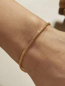 Minimalist Chain Bracelet - Yellow Gold - View 4