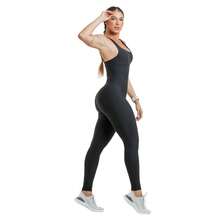 High Compression Shaping Jumpsuit, Anti-Transparency, V-Neck Back, Gym, Workout, Fitness - Black - View 2