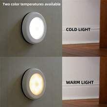 1pc/3pcs/6pcs Motion Sensor Light, Battery Powered LED Night Light, Stick Anywhere Cabinet Light, Stairway, Hallway, Bathroom, Bedroom, Kitchen Wall Lamp - Round Sensor Light - View 5
