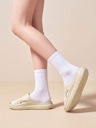 2.5cm Platform Hollow Side Breathable Floral Women's Slippers, Casual Beach Vacation Daily Wear, Arch Support Design Comfortable, 36-45, Non-Slip Soft Rebound, New Summer Sandals