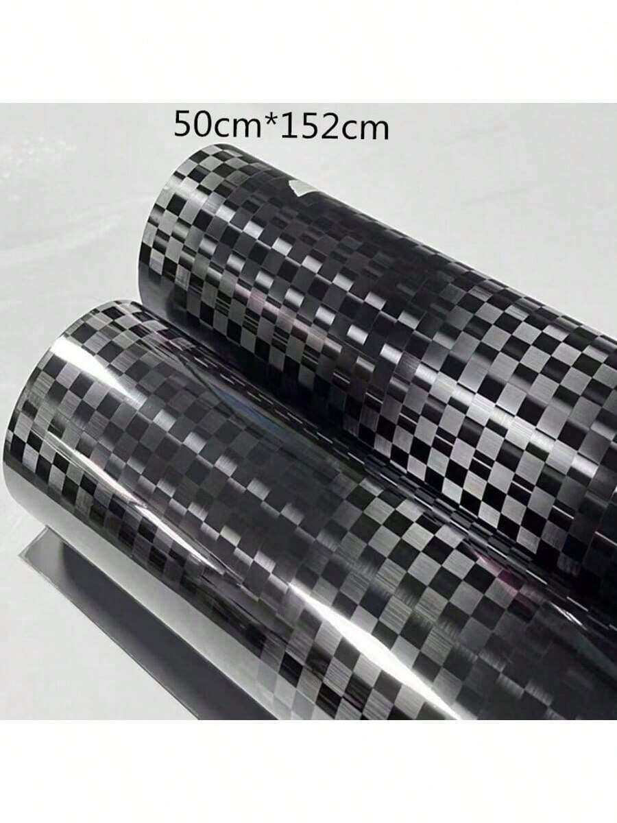 New High Gloss PET Checkered Forged Carbon Fiber Self-Adhesive Sticker Roll, Stretchable Car Wrap Aluminum Foil With Air Release, Suitable For Cars, Motorcycles, Bicycles And Other Vehicle Customization, Forged Carbon Fiber Customization Film - One Size Fits All - View 1