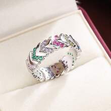 1pc Arrow Arrangement Design Cubic Zirconia Inlaid Fashion Ring For Women - Multicolor - View 7