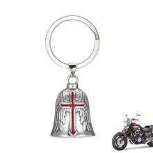 1 Pc Casual Street Style Cross/Bell Pendant Punk Vintage Motorcycle Wing Angel Keychain For Men Car Accessories Bag Charm School Letter Cute Goth Y2k - Multicolor - View 4