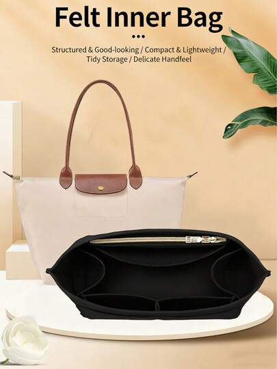 1pc Handbag, Cosmetic Bag, Purse Organizer Insert, Wallet Pouch, Zipper Lining, Purse Organizer, Multiple Internal Pockets For Easy Categorization, Protects Valuables And Personal Items, Available In Multiple Sizes To Fit Different Bag Types, Meets Your Daily Needs, Keeps Bags Tidy And Organized, Easy To Find Needed Items, Essential For Back-To-School And Travel