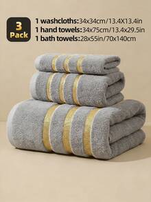 3/1pc Jacquard Towel Set, 1 Washcloth + 1 Hand Towel + 1 Bath Towel, Quick Drying, Soft Absorbent Terry Towels, Ideal For Home Bathroom, Face/Body Washing, Vacation - Multicolor - View 17