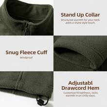 TIANXICO Mens Fleece Jacket Full Zip With Pockets Warm Lightweight Winter Jacket Thermal - PALEGREEN - View 3