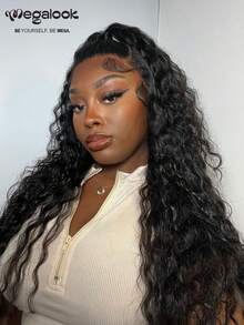 MEGALOOK 一体式3D蕾丝半假发，水波纹，带抽绳，100%真人发丝，多种款式，无需胶水 - 预剪透明蕾丝，自然发际线，预漂白发结，真人发丝，适合女性，新手友好，180%密度 - 无需胶水，自然美观，日常佩戴，适合办公室、僵尸新娘、万圣节、派对、Y2K、反派、度假、户外、角色扮演、校园、学校假期、圣诞节、派对、婚礼、节日等场合。 - SNatural - 查看 3