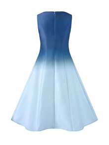 魅力优雅渐变连衣裙，休闲浪漫情人节度假连衣裙，女士优雅连衣裙，女士休闲连衣裙，女士夏季长裙 - 藍色 - 查看 7