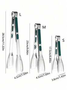 不锈钢防滑不粘食物夹，适用于肉类、沙拉、面包、烧烤、自助餐，厨房必备工具 - 彩色 - 查看 5