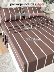 四件套100%纯棉床上用品，易于打理，柔软亲肤，包含1张床单、1张床笠、2个枕套，透气舒适，简约风格，是送给父母和朋友的绝佳礼物。 - 彩色 - 查看 8