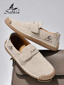 Salkin 新款設計師手工女款樂福鞋 穿脫方便 平底駕駛鞋 輕量柔軟舒適休閒鞋 不壓腳貼合設計 戶外運動鞋 百搭洋裝與牛仔褲 媽媽鞋 返校大學風學生鞋 日常徒步走路鞋 假期禮物 春夏秋大尺碼女鞋 - 米色 - 查看 9