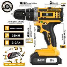 LONGADS 2*2.0AH Impact Drill - 黃色 - 查看 5