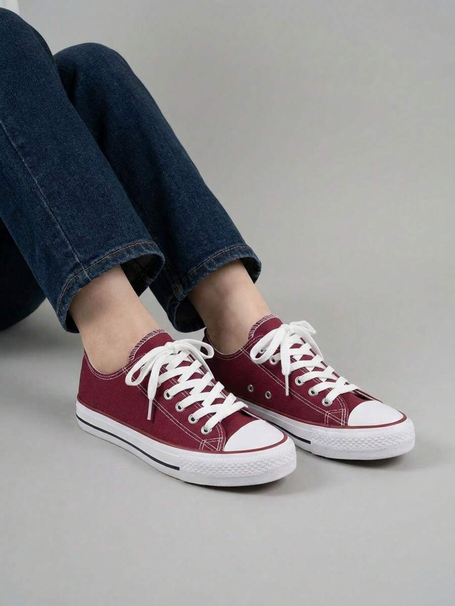 Tenis mujer hombre bota choclo urbano casual zapato deportivo cómodo confort moda unisex 22mx-28mx lona calidad premium raya negra o raya roja - Burdeos - Ver 1