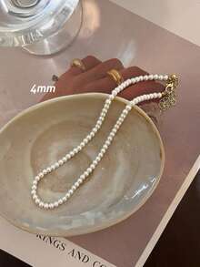 1件装女士时尚高端玻璃珍珠项链，轻盈奢华百搭串珠颈链 - 彩色 - 查看 12