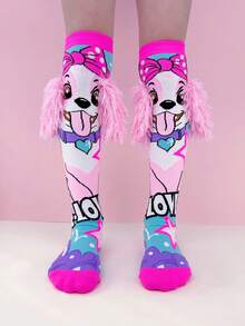 Một đôi tất cao đến đầu gối cho trẻ em với họa tiết chú chó con 3D và trang trí tai. Tất trẻ em. Tất cho bé. Tất ngộ nghĩnh, phù hợp cho mọi mùa. Đây là lựa chọn lý tưởng cho các lễ hội, đón năm mới, hoạt động ngoài trời, cosplay, mặc hàng ngày, tiệc tùng và làm quà tặng ngày lễ. - Màu Hồng baby - Xem 2
