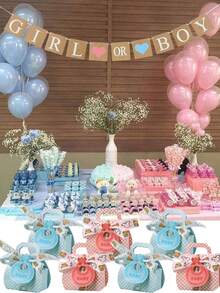 6pcs Gift Box, Pink/Blue Bib Candy Box, Party Favor Box, Tabletop Decor, Suitable For Gender Reveal Party, Holiday Party And Themed Events, Boy Girl Party, Birthday Party, Baby Shower - Multicolor - View 10