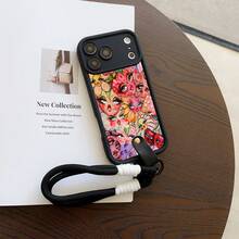 1pc Convenient Lanyard Phone Case With Hand Strap, Black, Lightweight Shockproof TPU Protective Cover Compatible With IPhone 6/7/8/X/Xs/XR/XS Max/11/12/13/14/15/16/17 Pro Max, Suitable As Birthday And Christmas Gift For Couples, Daughters, Girlfriends, Teenage Girls - Black - View 2
