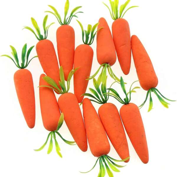 12pcs/24pcs Realistic Foam Carrot Easter Eggs & Rabbits, 2.76 Inch, Easter Decorations, Home Decor, Theme Party Supplies