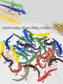 2/5/10/20/30个壁虎摆件，附赠礼品袋 - 关节可活动，色彩鲜艳 - 派对礼品套装，彩色动物模型，适合作为生日礼物、节日礼物、派对礼品袋填充物、复活节礼物、办公室装饰、桌面摆件 - 彩色 - 查看 9