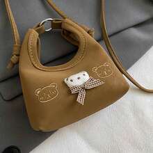 1pc New Spring/Autumn Kids Bag, Korean Embroidered Cute Bear Half Moon Bag, Girls Mini Crossbody Coin Purse, Children Sling Bag - Multicolor - View 7