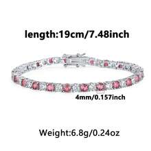 1 chiếc Vòng tay xích tennis hình vuông hình học bằng bạc Sterling 925 tối giản dành cho nữ, đa năng để đeo hàng ngày, làm quà tặng, tiệc tùng, đi nghỉ - Hồng - Xem 4