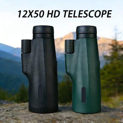 Ống nhòm đơn cầm tay độ phân giải cao 12x50, ống kính zoom tầm xa độ rõ nét cao, ống nhòm quang học siêu zoom lý tưởng cho cắm trại, câu cá, ống nhòm nhỏ gọn với lăng kính BAK4, lý tưởng cho đi bộ đường dài, tham quan và xem hòa nhạc.