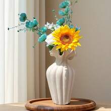 1pc Handmade Bohemian Style Wavy Decorative Vase With Petal Shaped Opening, Minimalist Desktop Home Decor, Rustic Style For Living Room Bedroom, Gift - Multicolor - View 8