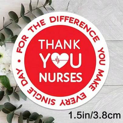 96 Stücke Krankenschwester-Tages-Würdigungsaufkleber - Rotes Herz Stethoskop Design "Danke an Gesundheitsarbeiter" Nachricht, 3,8 x 3,8 cm runde medizinische Aufkleber, Krankenhaus Geschenkverpackung Etiketten, Klebeetiketten Geschenkverpackung