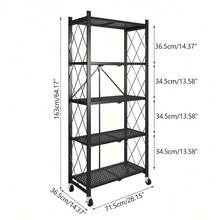 3-Tier Heavy-Duty Iron Storage Shelf With Rolling Shelves - Heavy-Duty Foldable & Portable Multi-Tier Shelving Unit - 3 Layers - View 3