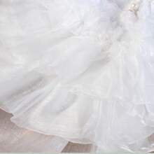 IUdog 狗狗连衣裙、宠物婚纱、春夏季狗狗服装、婚纱、摄影道具服、猫咪连衣裙、宠物服饰 - 白色 - 查看 6