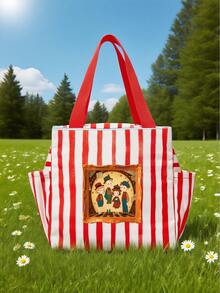 1pc Customized Printed Image/Text Lunch Bag, Suitable For Students, Middle/High School/College And Office Workers. Suitable For Campus, Workplace, Business Events, Commuting, Outdoor Activities, Travel And Gatherings. Insulated Lunch Box Bag, Handheld Aluminum Foil Ice Pack, Lunch Tote, Storage Picnic Bag. Multi-Functional/Large Capacity/Multi-Purpose/Colorful/Cute/Minimalist - Multicolor - View 5