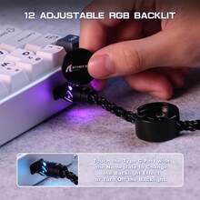 ATTACK SHARK C07 定制编织航空线缆，带 RGB 灯效，5 针航空接口，USB-A 转 Type-C，可拆卸 CNC 磁吸式铭牌，适用于 8KHZ 磁吸键盘，兼容 X65 X68 HE - 彩色 - 查看 5
