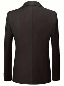 Men's Slim-Fit Black 3-Piece Suit - Elegant Black And White Wedding And Formal Wear, Long Sleeves, Button Closure, Non-Stretch Fabric, Suitable For Office Meetings And Elegant Events All Year Round, Wedding Attire, Slim-Fit Suit - 黑色 - 查看 3