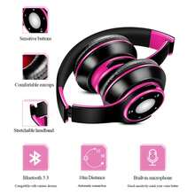 Los mejores auriculares coloridos, auriculares inalámbricos 5,3, reproductor Mp3 incorporado, auriculares deportivos plegables, sonido estéreo para teléfonoóvil GNUI - Rosa - Ver 4